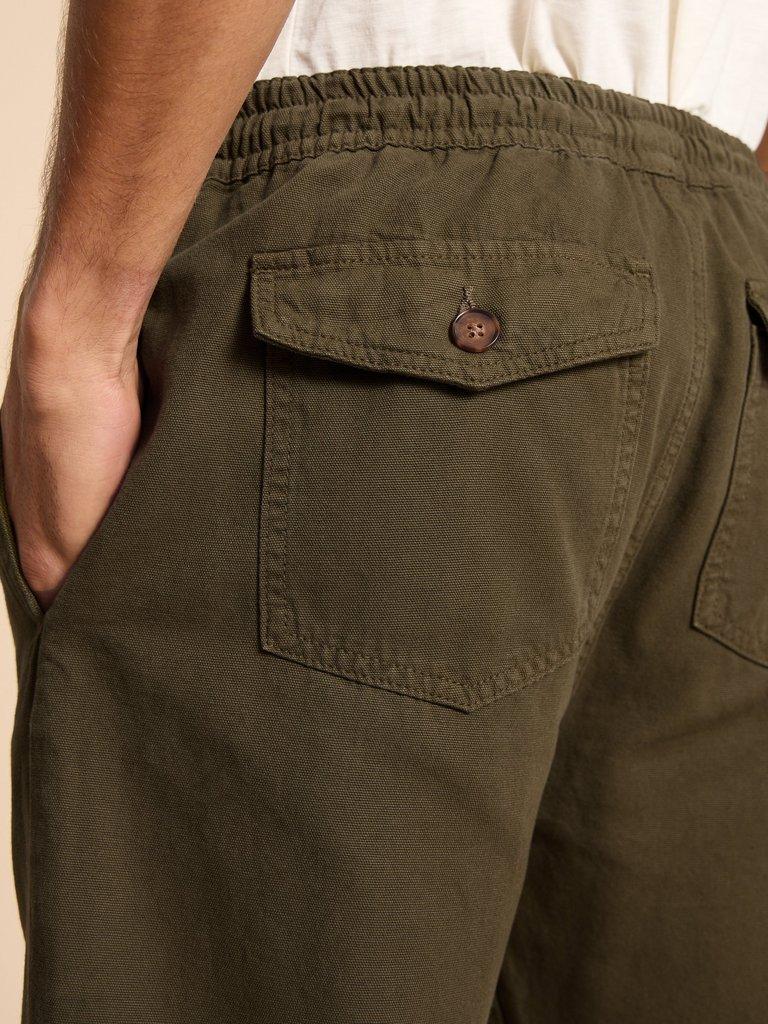 Dempsey Drawstring Trouser in KHAKI GRN - MODEL DETAIL